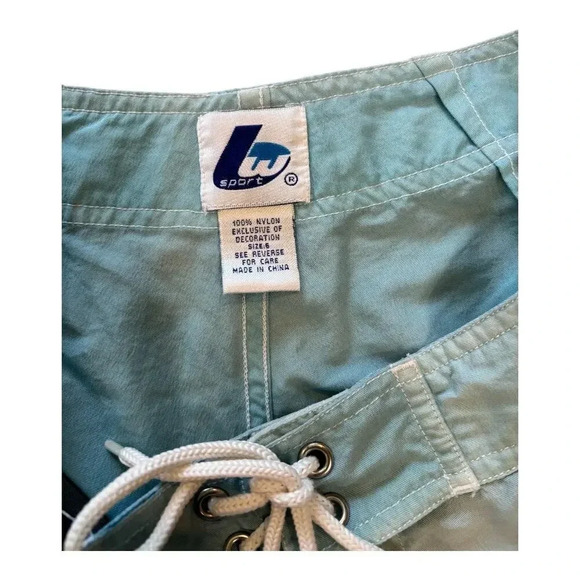 LW Sport Women's Swim Shorts Pull On Drawstrings Faded Blue Size 6 - Picture 2 of 6